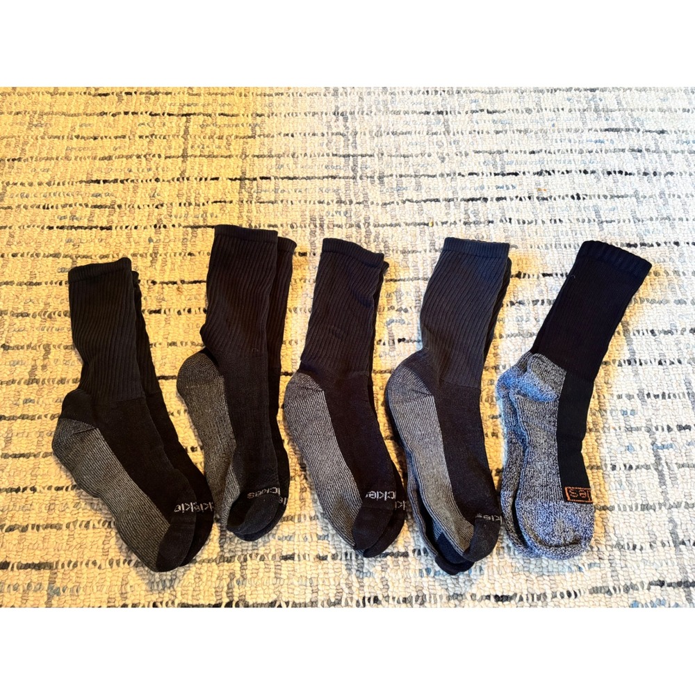Dickies Mens Work Socks Bundle 5 Pairs Black Grey Heavy Duty Boot